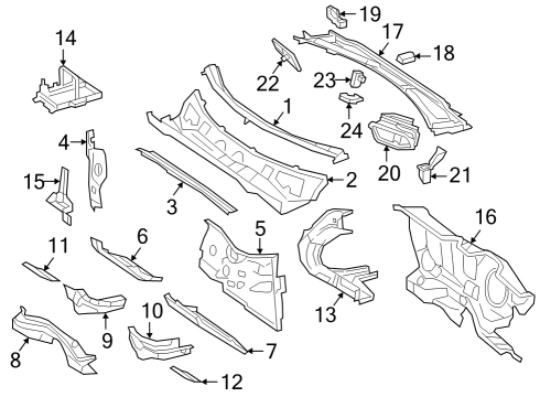 2021 Mercedes-Benz GLB35 AMG Cowl Diagram