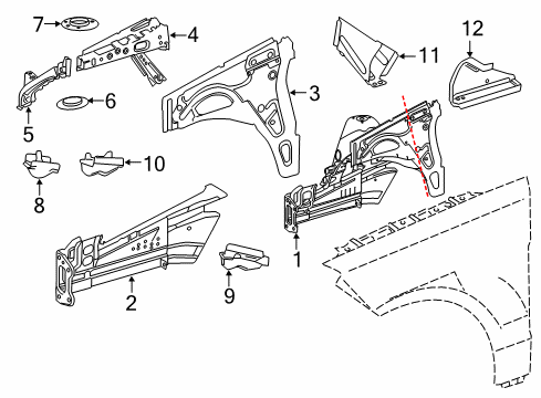 2014 Mercedes-Benz ML350 Inner Components - Fender Diagram