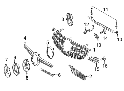 2020 Mercedes-Benz GLC300 Grille & Components Diagram 1