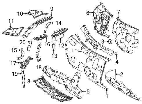 2020 Mercedes-Benz S560 Cowl Diagram 1