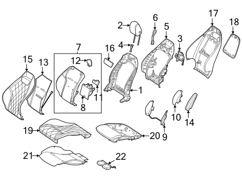 Seat Back Panel Diagram for 232-910-84-04-8U04