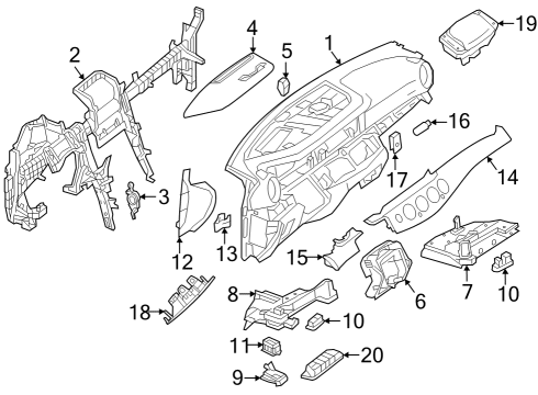 Trim Bezel Diagram for 213-680-54-09-9051