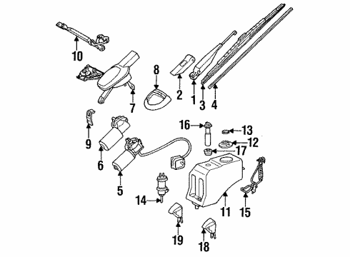 1989 Mercedes-Benz 300TE Wiper & Washer Components, Body Diagram