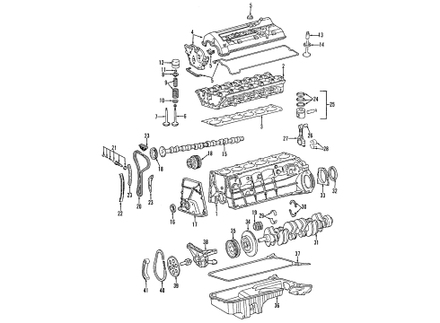 1993 Mercedes-Benz 300E Engine Parts & Mounts, Timing, Lubrication System Diagram 2