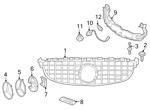 2021 Mercedes-Benz C63 AMG S Grille & Components Diagram 2