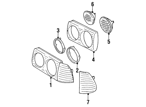 1985 Mercedes-Benz 300D Front Lamps Diagram