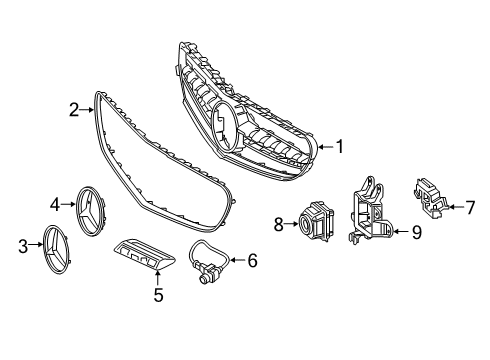 2019 Mercedes-Benz S65 AMG Grille & Components Diagram 1