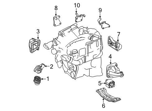 2008 Mercedes-Benz E320 Engine & Trans Mounting Diagram