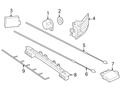 2023 Mercedes-Benz EQE 350+ Electrical Components - Rear Bumper Diagram 1