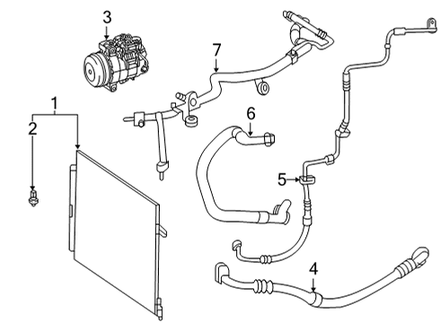 2022 Mercedes-Benz GLS450 A/C Condenser, Compressor & Lines Diagram