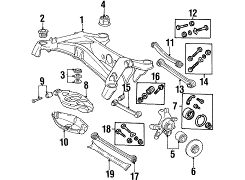 1990 Mercedes-Benz 300E Rear Suspension, Control Arm Diagram 1