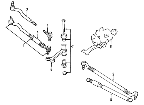 1998 Mercedes-Benz S320 P/S Pump & Hoses, Steering Gear & Linkage Diagram 1