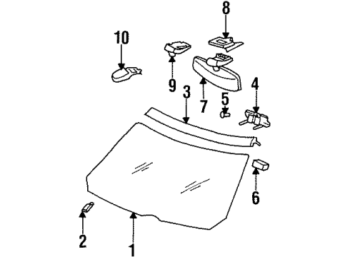 1997 Mercedes-Benz S600 Windshield & Wiper Component, Reveal Moldings Diagram 1