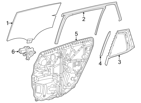 2024 Mercedes-Benz EQS 450+ SUV Glass - Rear Door Diagram