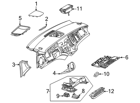 2023 Mercedes-Benz EQS 450 Cluster & Switches, Instrument Panel Diagram 2