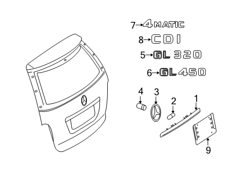 2012 Mercedes-Benz GL550 Exterior Trim - Lift Gate Diagram