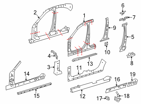 2020 Mercedes-Benz S560 Body Side Panel & Frame, Pillar Diagram 1