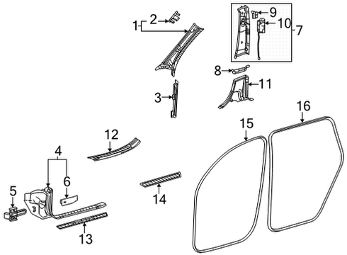 Surround Weatherstrip Diagram for 167-697-25-00