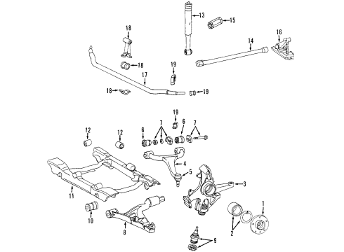 2002 Mercedes-Benz ML55 AMG Front Suspension, Lower Control Arm, Upper Control Arm, Stabilizer Bar, Suspension Components