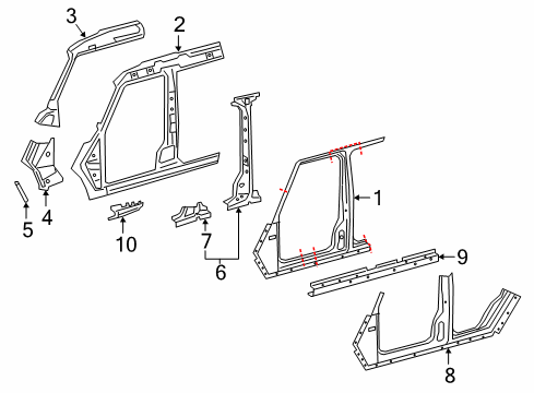 2022 Mercedes-Benz G63 AMG Aperture Panel, Center Pillar & Rocker, Hinge Pillar Diagram