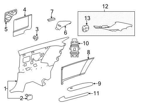 Quarter Trim Covering Diagram for 216-691-01-08