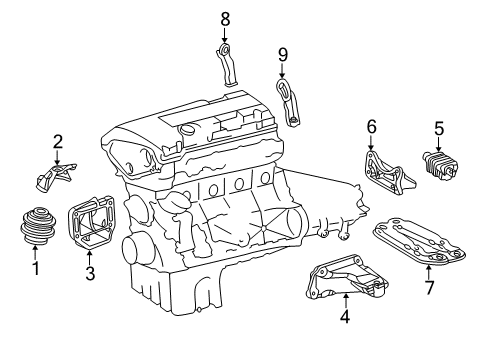 1998 Mercedes-Benz CLK320 Engine & Trans Mounting Diagram