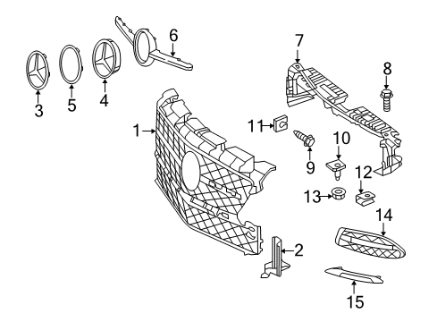 2012 Mercedes-Benz SLK55 AMG Grille & Components Diagram 2