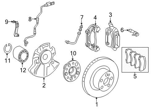 2012 Mercedes-Benz E350 Brake Components, Brakes Diagram 1