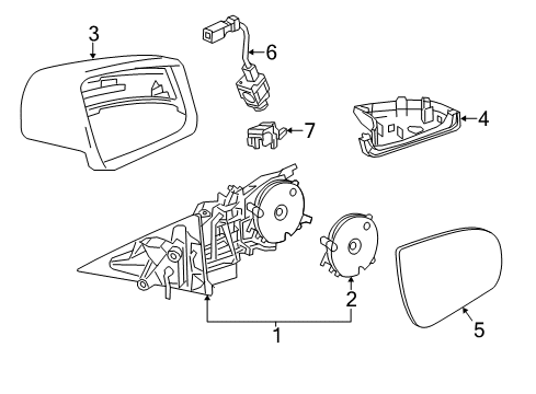 2014 Mercedes-Benz E350 Outside Mirrors Diagram 1