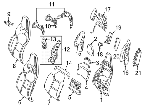 2021 Mercedes-Benz GLC63 AMG Passenger Seat Components Diagram 1