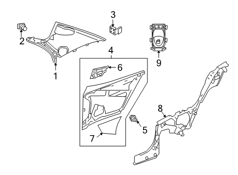 Quarter Trim Panel Diagram for 207-690-58-25-8P64