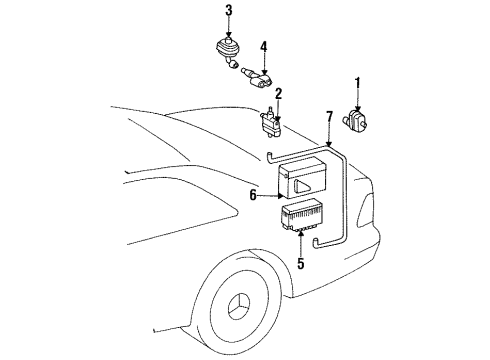 1993 Mercedes-Benz 500SEC Vacuum Controlled Components Diagram