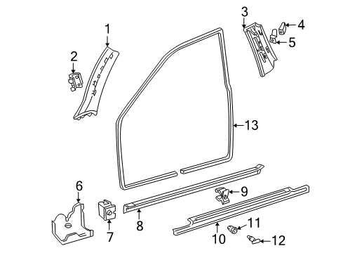 2004 Mercedes-Benz C230 Interior Trim - Pillars, Rocker & Floor Diagram 1