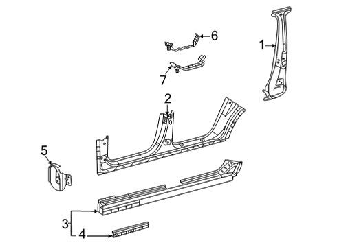 2020 Mercedes-Benz GLE450 Center Pillar & Rocker Diagram