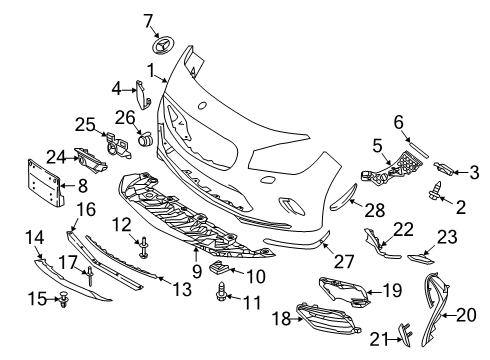 2017 Mercedes-Benz CLA45 AMG Front Bumper Diagram 1