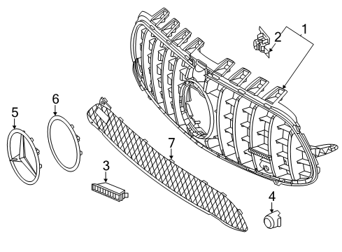 2020 Mercedes-Benz CLA45 AMG Grille & Components Diagram