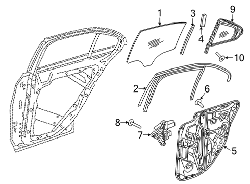 2022 Mercedes-Benz E450 Front Door Glass & Hardware Diagram 3