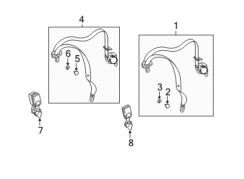 2005 Mercedes-Benz E320 Rear Seat Belts Diagram 1