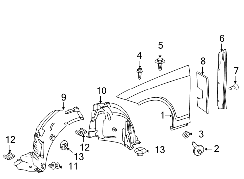 2012 Mercedes-Benz CLS63 AMG Fender & Components Diagram