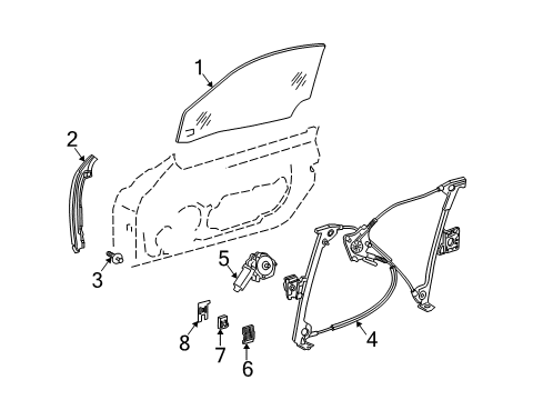 2007 Mercedes-Benz SL600 Glass - Door Diagram