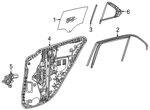 2021 Mercedes-Benz GLE63 AMG S Front Door Glass & Hardware Diagram 4