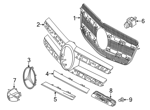 2018 Mercedes-Benz GLS63 AMG Grille & Components Diagram