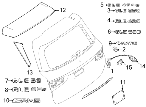 2024 Mercedes-Benz GLE63 AMG S Exterior Trim - Lift Gate Diagram 1