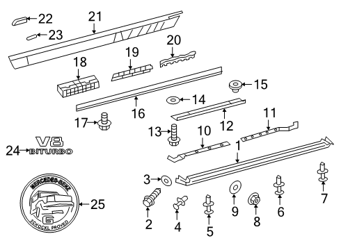 2021 Mercedes-Benz G550 Exterior Trim - Pillars Diagram