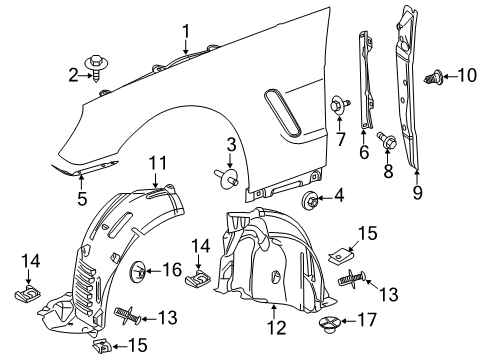 2017 Mercedes-Benz SL65 AMG Fender & Components Diagram