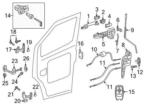 2023 Mercedes-Benz Sprinter 3500XD Front Door - Body & Hardware Diagram 1