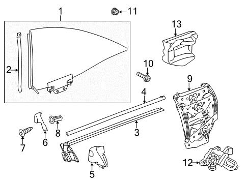 2013 Mercedes-Benz CL550 Quarter Panel - Glass & Hardware Diagram