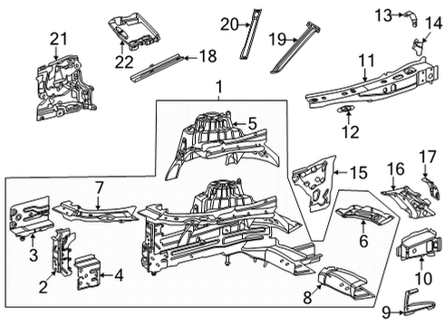 2024 Mercedes-Benz C43 AMG Structural Components & Rails Diagram