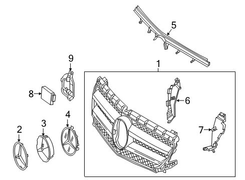 2017 Mercedes-Benz B250e Grille & Components Diagram