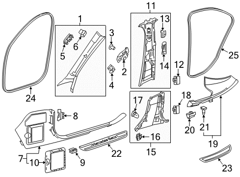 2019 Mercedes-Benz E450 Interior Trim - Pillars, Rocker & Floor Diagram 4